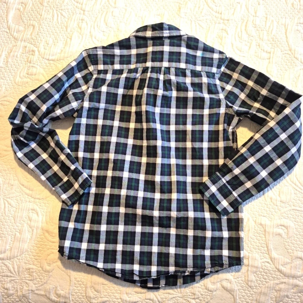 Janie and Jack boys size 8 navy, green white plaid button down shirt VGUC 2022 - Picture 2 of 7